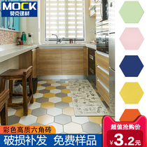 Hexagonal brick color green yellow pink blue matte hexagonal tile 200X230 kitchen balcony wall floor tile non-slip