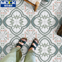 Fataway retro small flower brick mesh red parquet tile folk juku green plant flower sheet balcony bathroom GENGUAN FLOOR TILES
