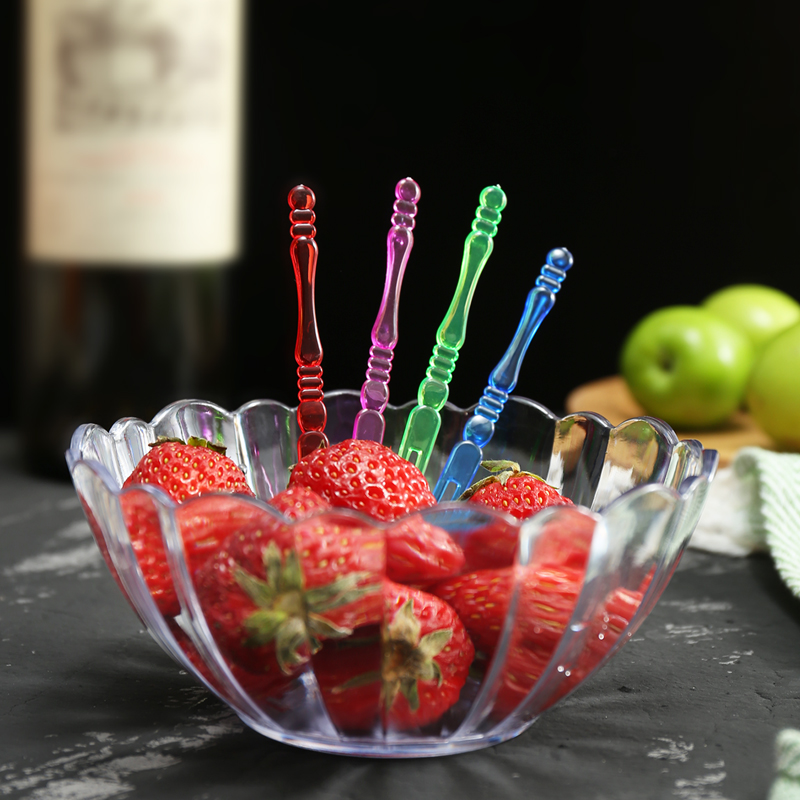 Transparent bamboo fork food grade plastic disposable fruit fork cake dessert fork fruit sign snack snack fork