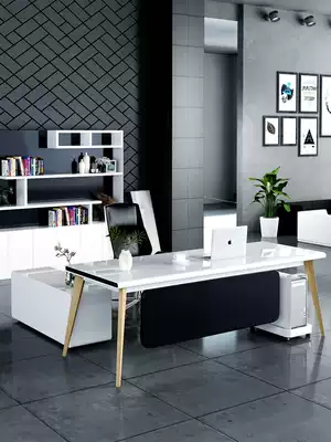 Boss desk Office desk Simple modern fashion paint white creative light luxury president table Large desk Manager table and chair
