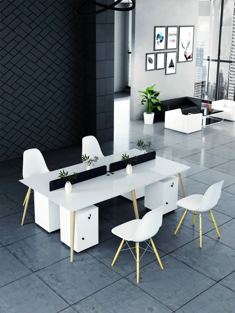Paint staff desk screen Simple modern four 4 6 people work station office card seat Office desk and chair combination