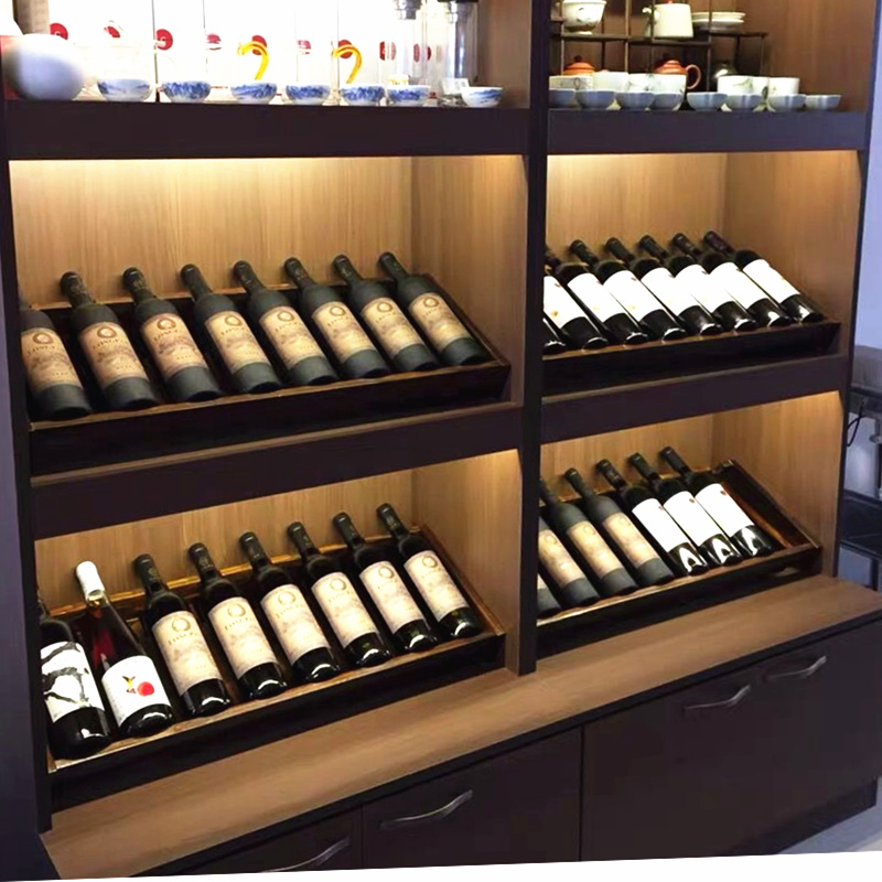 Creative red wine rack ornaments solid wood modern simple red wine display rack Commercial wine bottle rack Red wine car label display rack