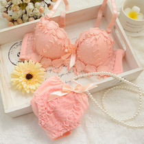 Pink princess cute sweet sexy Japanese Korean version super gathered girl thickened underwear bra set