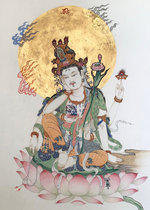 Customized Ruyi Wheel Avalokitesvara Bodhisattva portrait scroll hanging photo paper plastic sealed crystal table living room decorative painting stickers