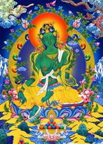 Green Tara 2 portrait Buddha painting photo paper printing plastic sealing Thangka Tibetan scroll hanging painting picture sticker customization