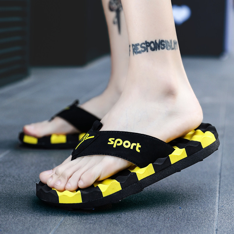 Large size slippers Male 4647 Summer herringbone Drag Trend Non-slip Soft Bottom Personality Abrasion Resistant Men's Fashion Outwear Beach Shoes