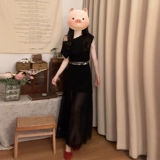 Черное французское женское платье в стиле Хепберн, новый горячий стиль лета 2025 года, уникальная, красивая и очень красивая длинная юбка