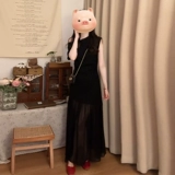 Черное французское женское платье в стиле Хепберн, новый горячий стиль лета 2025 года, уникальная, красивая и очень красивая длинная юбка