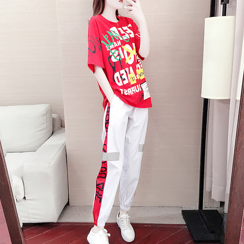 Sports suit women's tide brand fashion 2022 spring and summer new hip-hop Korean version loose casual sportswear two-piece set