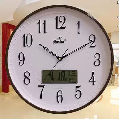 New fashion round clock creative trendy calendar wall clock Living room bedroom mute wall clock Quartz clock Big wall clock