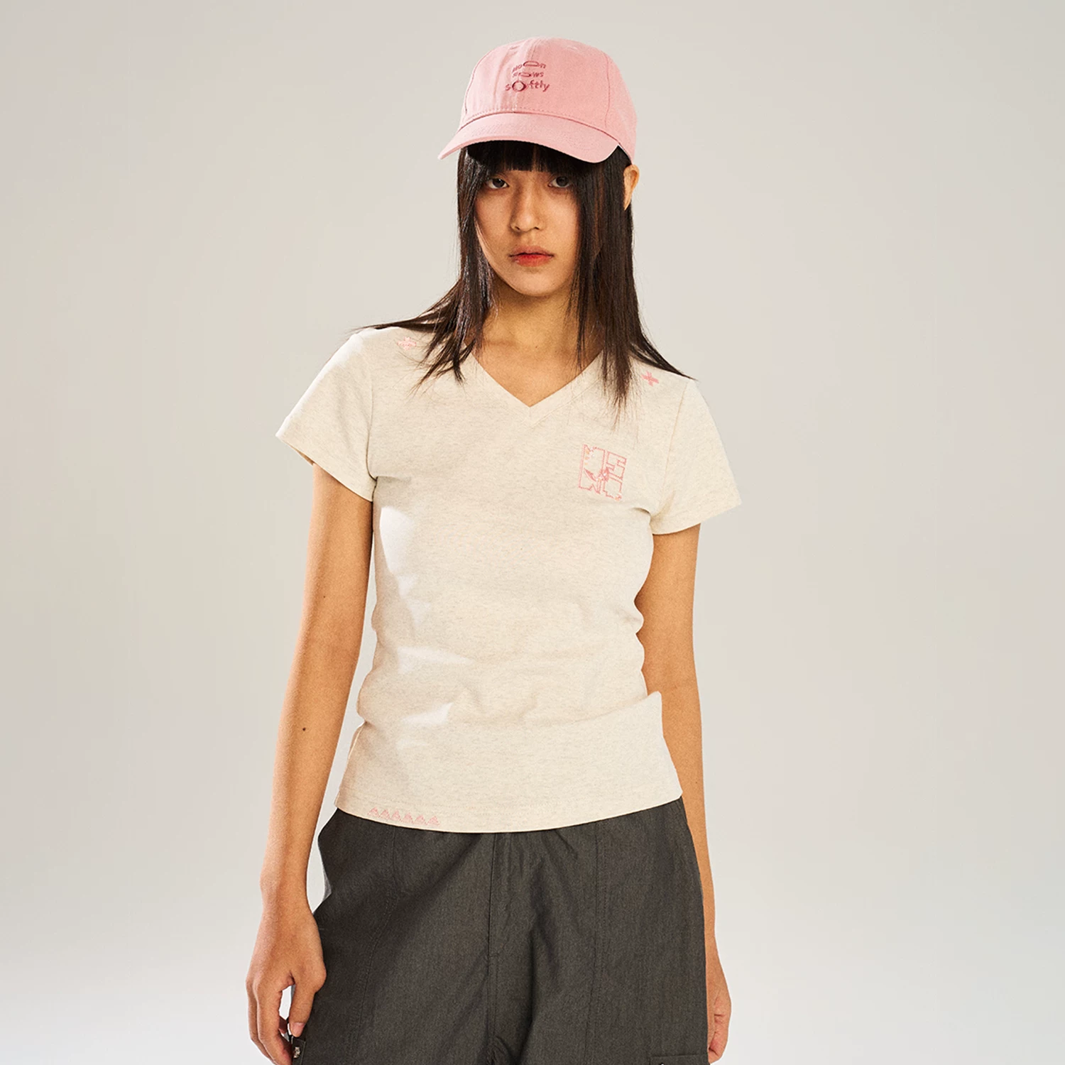 NSTNEW START Летняя футболка с коротким рукавом, V-образный вырез, Slim fit