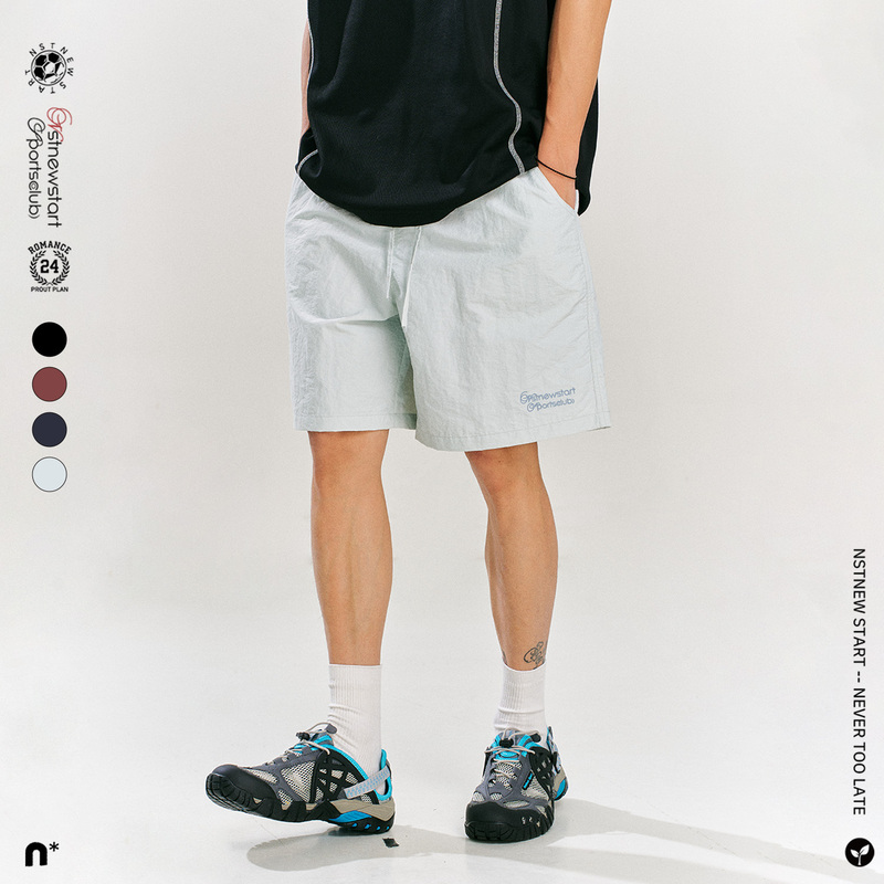 Nstnew Start Germination Project Summer Versatile Embroidered Woven Sports Shorts Loose Casual Five-Point Shorts for Men