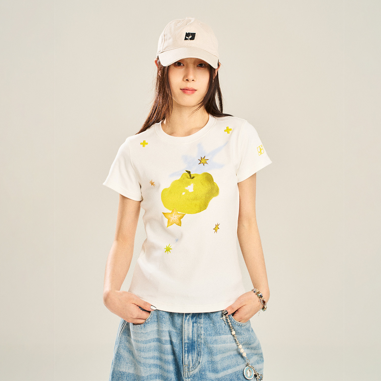 Новый план проращивания семян green APPLE slim stretch с круглым вырезом и дизайнерским дизайном sense, летний женский топ с короткими рукавами Изображение 1