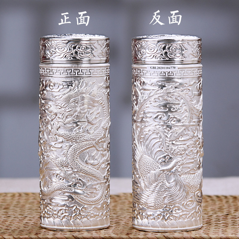 銀盃子999純銀保健杯雲南雪花銀純手工男士銀茶杯全銀水杯食用銀-淘寶