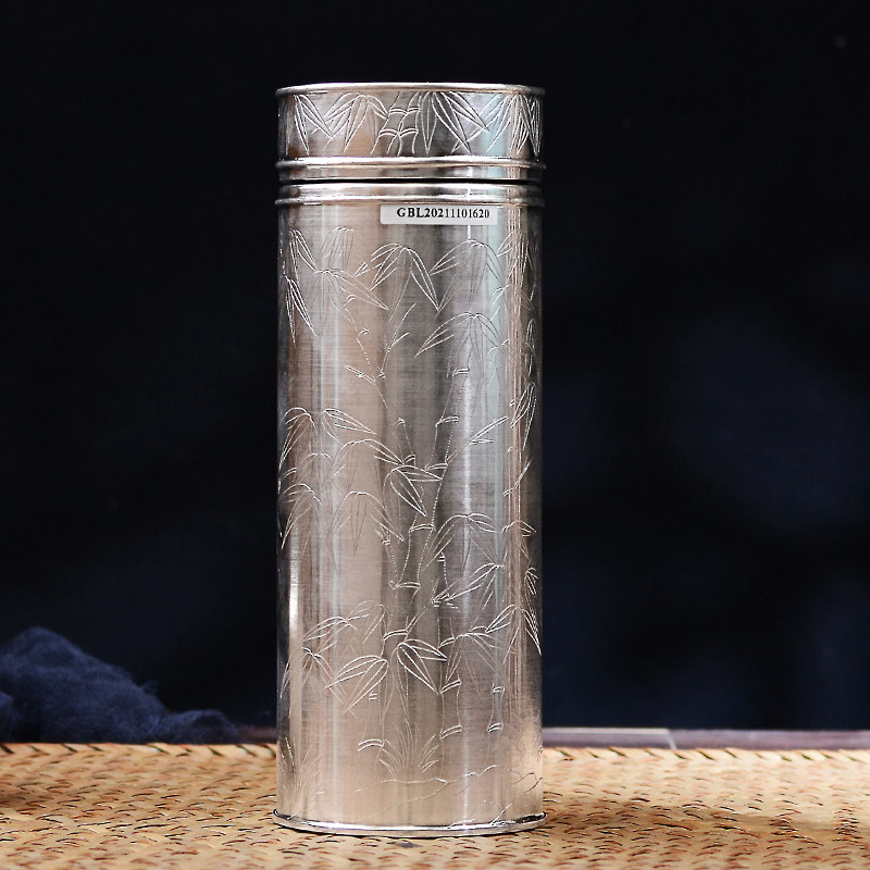 999純銀保健茶杯手工足銀保溫杯千禧銀坊直身禮品杯-Taobao-Tmall