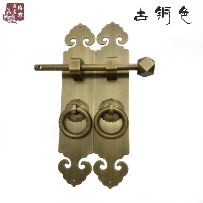 Chinese imitation antique pure copper handle bookcase Shoe cabinet cabinet door straight strip handle Ruyi bar bronze handle imitation ancient bronze accessories