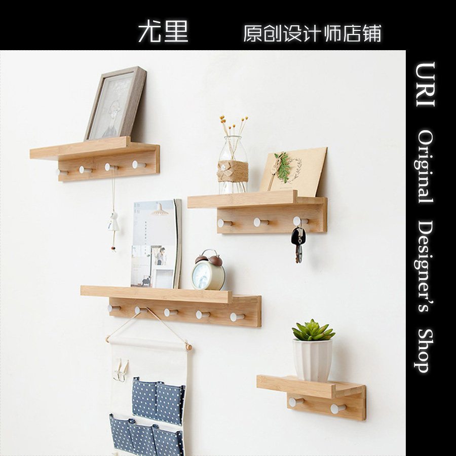 URI decoration separator lined WALL WALL-MOUNTED WALL SOLID WOOD MULTIFUNCTIONAL HOOK SHELF WALL LAMINATE HOLDER