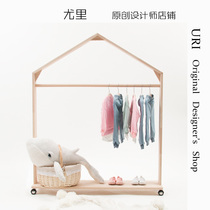 URI Nordic childrens house childrens clothing clothes hanger on floor Easy home plus coarse hanging hanger bedroom minimalist clothes hat rack