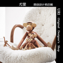 URI Nordic creative ornaments solid wood monkey arm swing monkey puppet European Danish style decorative ornaments