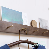 Creative Brass Shelf Free To Punch Bathroom Woolen Towel Rack Wall-mounted Bookshelf Solid Wood Hung Hanger Door Hall Xuanguan Hook
