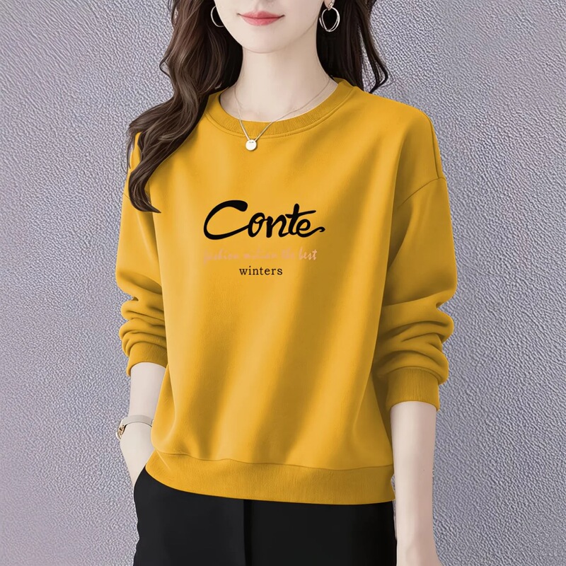 New Spring and Autumn Thin Round-Neck Sweatshirt for Women 2026 Autumn and Winter Korean Style Loose Casual Versatile Top That Makes You Look Younger and Slimmer New Spring and Autumn Thin Round-Neck Sweatshirt for Women 2026 Autumn and Winter Korean Style Loose Casual Versatile Top That Makes You Look Younger and Slimmer