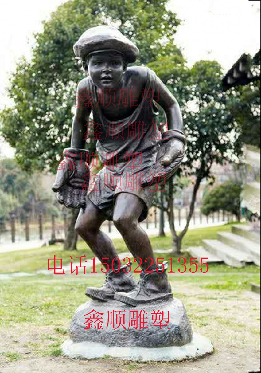 Sports Kid Sculpture Campus Kids Play Baseball Sculpture Throw Iron Pie Sculpture Child Interest School Culture Themed Sculpture