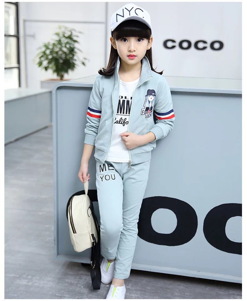 Cô gái mặc mùa thu 2018 mới Hàn Quốc 8 bộ quần áo thủy triều 10 trẻ em hai mảnh set đồ 9 bộ đồ thể thao cho bé gái 12 tuổi áo bóng đá trẻ em