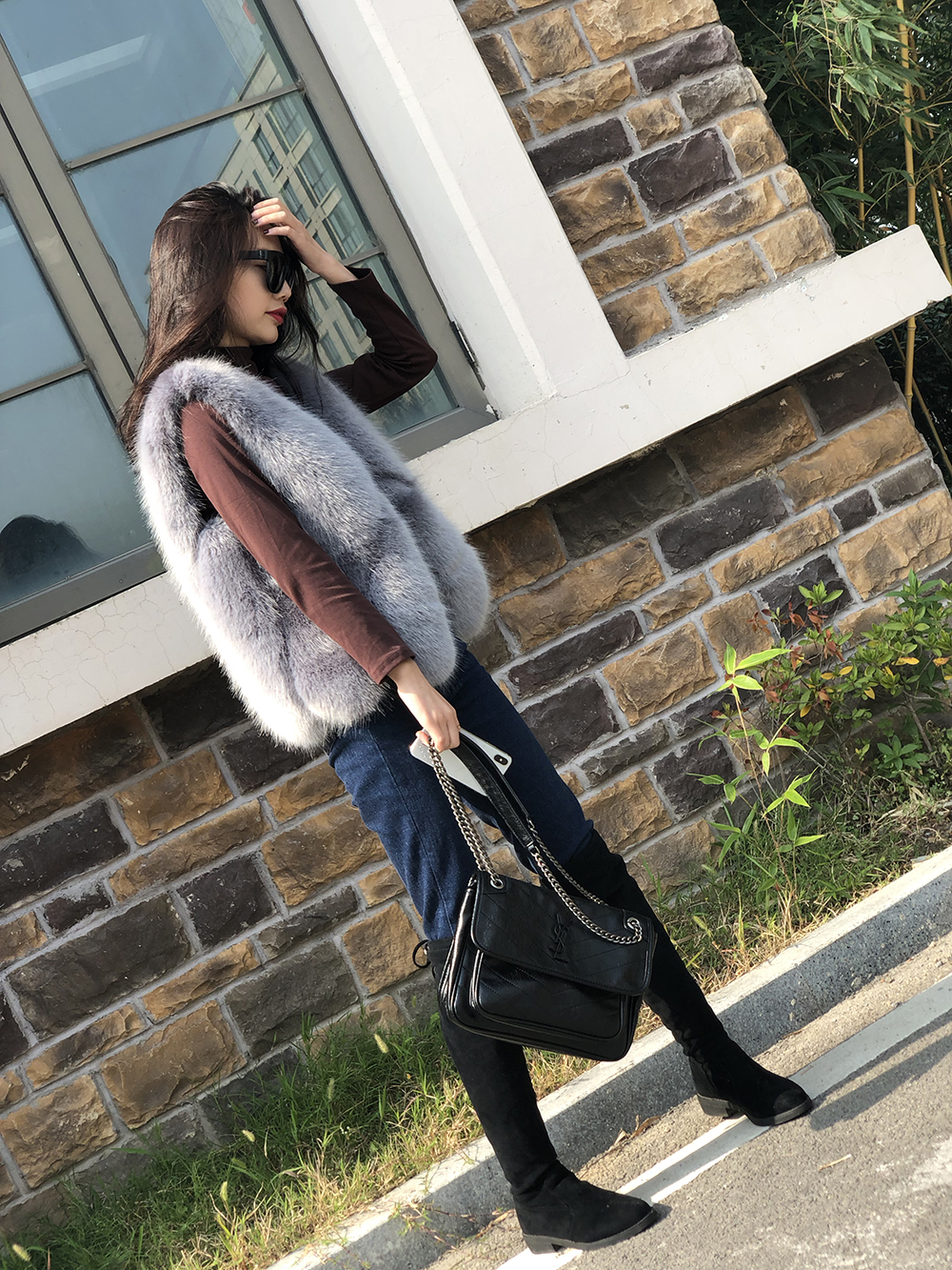 [Mã phá vỡ] mới nhập khẩu toàn bộ da cáo lông thú vest nữ vest hoang dã áo ngắn giọt lớn các mẫu áo lông đẹp