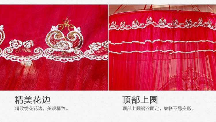 Big mái vòm đỏ lưới trần cưới công chúa đám cưới lưới giường 1,2 1,5 m 1.8m - Lưới chống muỗi