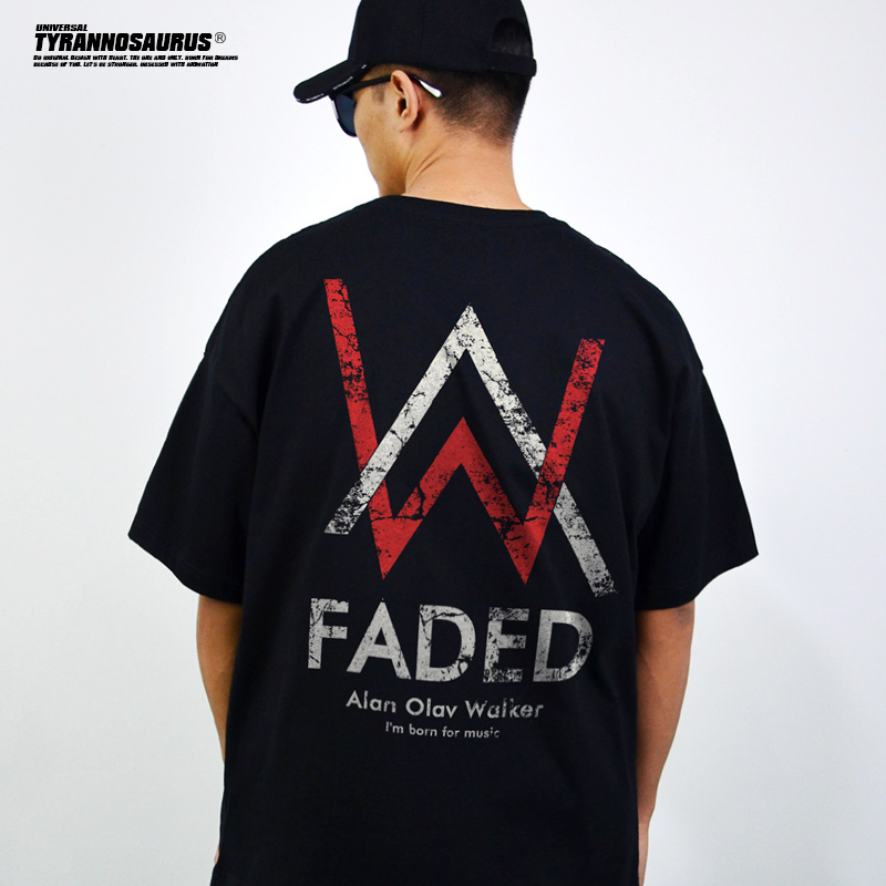 Tyrannosaurus Studio American Electronic Music Alan Walker Fade Fans Unisex Short-Sleeve T-Shirt Loose Fit Summer