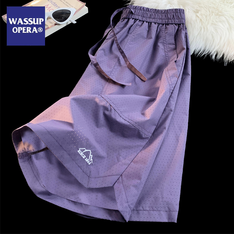 Wassupopera Mesh Quick-Drying Breathable Shorts for Women, Summer Loose Large Size Running Sports Casual Five-Point Pants