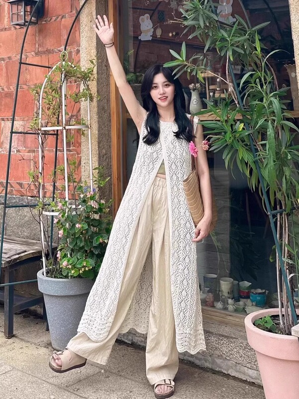Design-Conscious, Unique Layered Knit Tank Dress with Back Slit for Women in Summer, Chic Dress