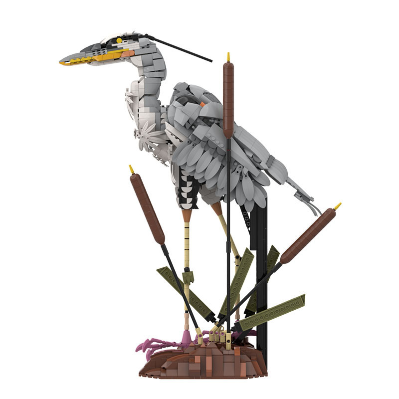 【High-Quality Brick Parts】Cormorant Gray Heron Water Bird Wildlife Bird Model Ornament Moc Assembly Building Block Toy