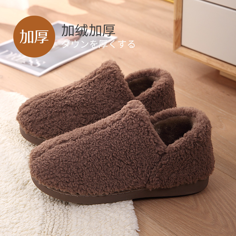 Thick Bottom Bag Heel Cotton Slippers Lady Autumn Winter Home Indoor Non-slip Thickened Plush Warm Lovers Home Cotton Shoes