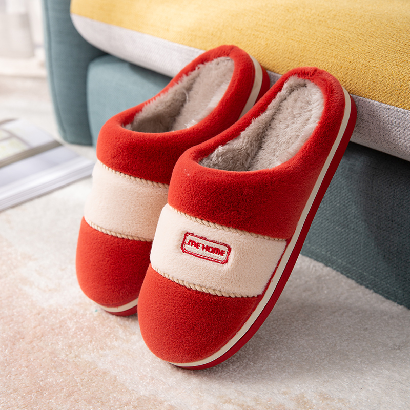 Cotton slippers men household autumn and winter indoor plush warm home non-slip men thick bottom thick female winter slippers