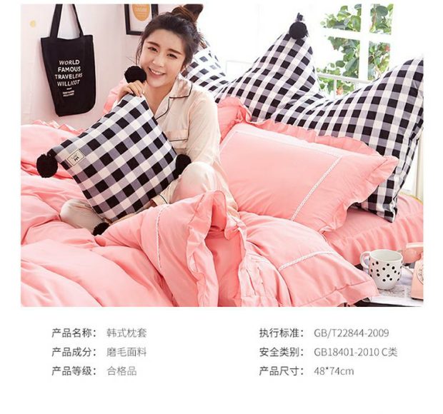 Phiên bản tiếng Hàn của vỏ gối ren màu rắn cặp gối bông 48 * 74 vỏ gối đơn gối hơi cao cấp