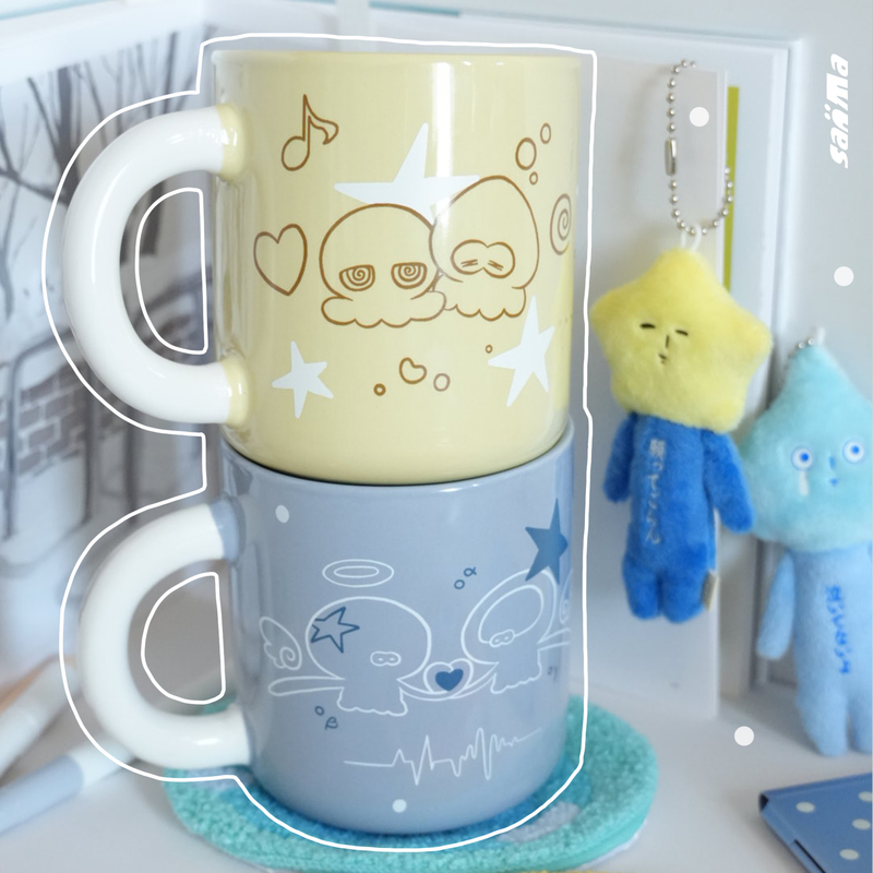 Splatoon Low-Saturation Sea Ceramic Cup High-Temperature Baking Flower Glaze Overglaze Color Splatoon