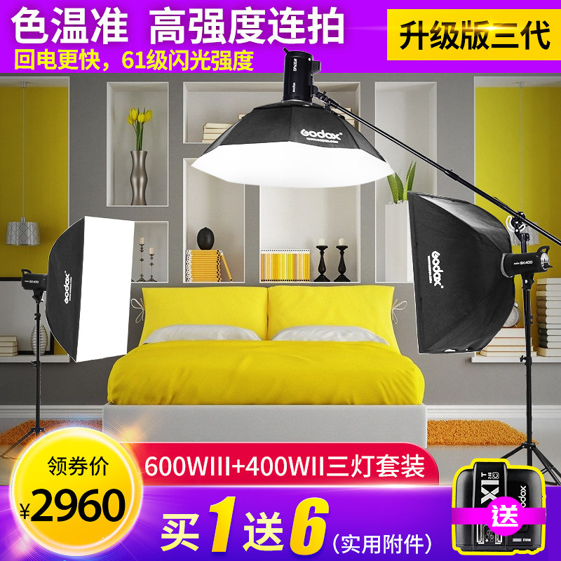 Sacred Cow Photography Light DP600+400+800W+1000W III Professional Studio Fill Light Flash Set