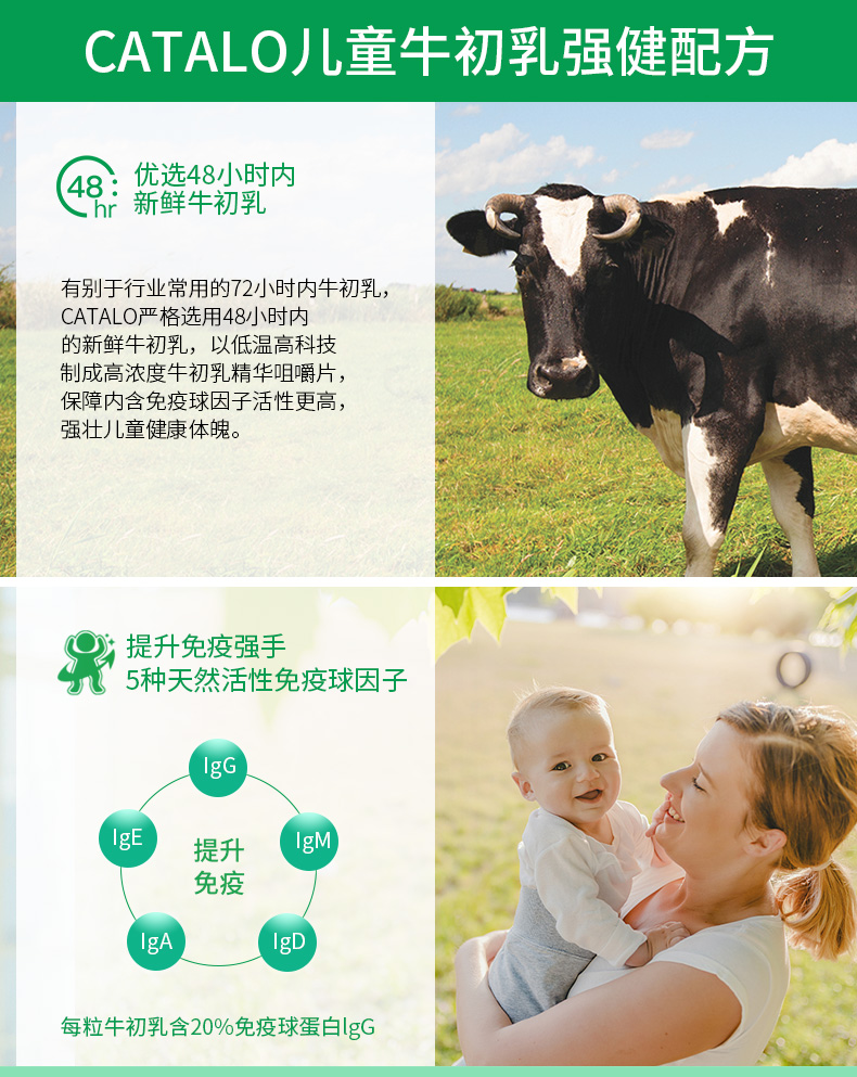 CATALO儿童澳洲牛初乳 调节婴幼儿免疫婴儿宝宝免疫球蛋白咀嚼片 产品系列 第12张