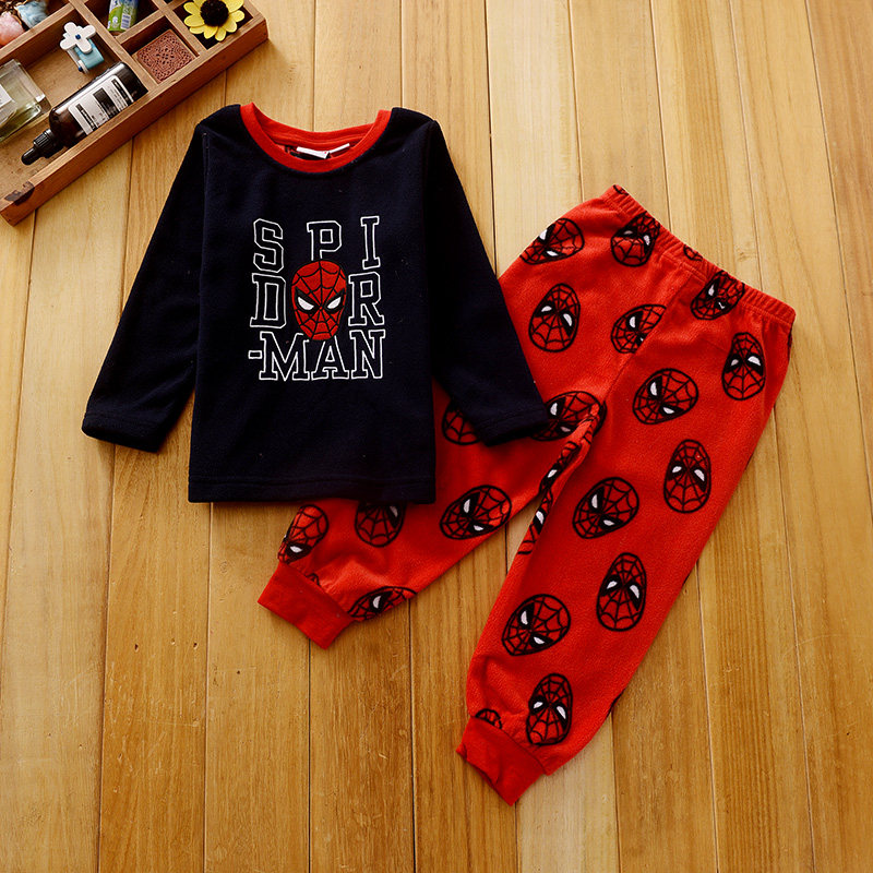 Foreign trade brand Original single Exit European and American children cartoon boy embroidery rocking grain suede sleeping clothes two sets of home clothes