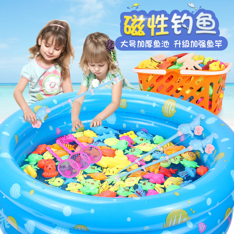 Children Fishing Toy Pool Suit Boy Female Baby Play Water Swing Stall Puzzle magnetic fishing 1-3-6-year-old 5