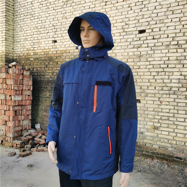 Blue mountaineering travel outdoor work leisure anti-air and waterproof breathable heating plus anti-static hood sub-coat