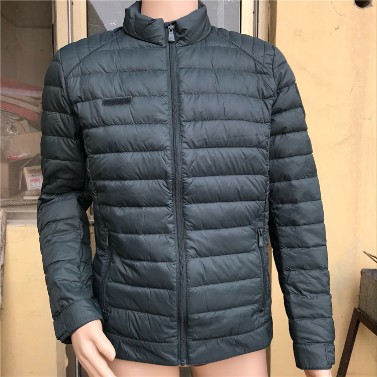 Autumn and winter light outside wearing business gentleman Deep green to work commute business casual pure color upright collar No hat down clothes