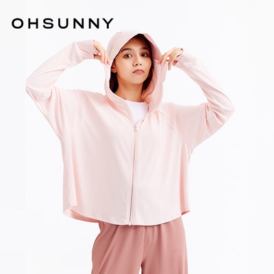 ohsunny防晒衣女春夏户外轻薄透气原纱防紫外线护手背宽松防晒服