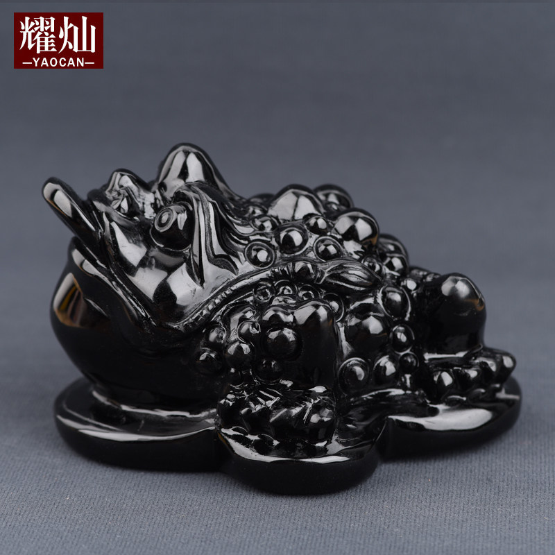 Dazzling Black Shining Stone Golden Toad Swing Piece Waist Tangled Toad Home Shop Crystal Office Gift