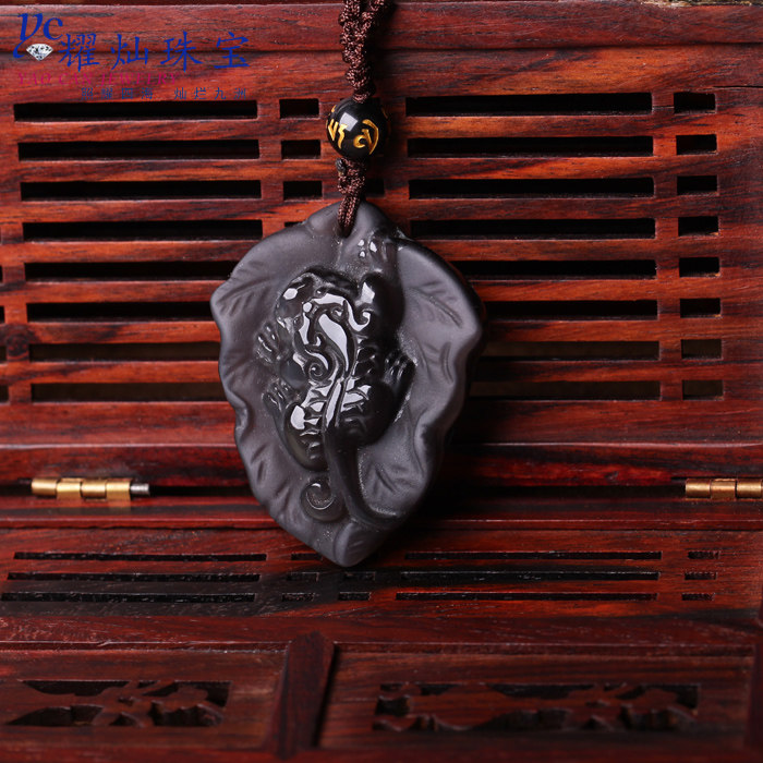 Yaocan obsidian leaf Pixiu pendant pendant necklace jewelry men and women couple gifts