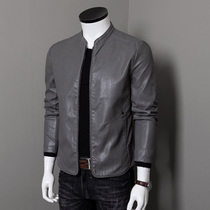 Clearance sale mens casual leather clothes spring slim Korean version of the trend handsome PU leather jacket mens motorcycle jacket