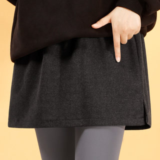 2025秋冬新款美拉德屁帘女咖啡半身裙下摆厚款鲨鱼裤卫衣叠穿大码