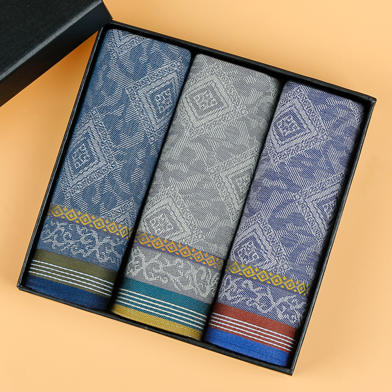 Handkerchief Small Square Towel Men's Portable Pure Cotton Handkerchief High-End Old-Fashioned All-Cotton Sweat-Absorbing Wipe Towel Elderly Cotton Cloth Gift Box