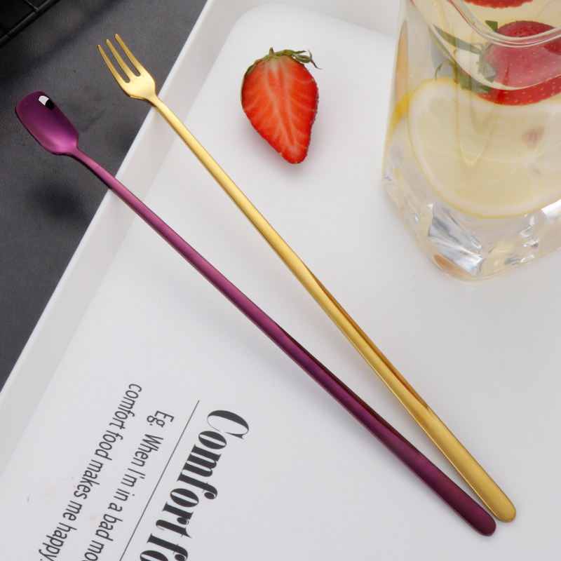 Creativity 304 Stainless Steel Lengthened Ice Spoon Honey Spoon Small Tablespoon Long Handle Stirring Spoon Sweet seasoning Coffee spoon